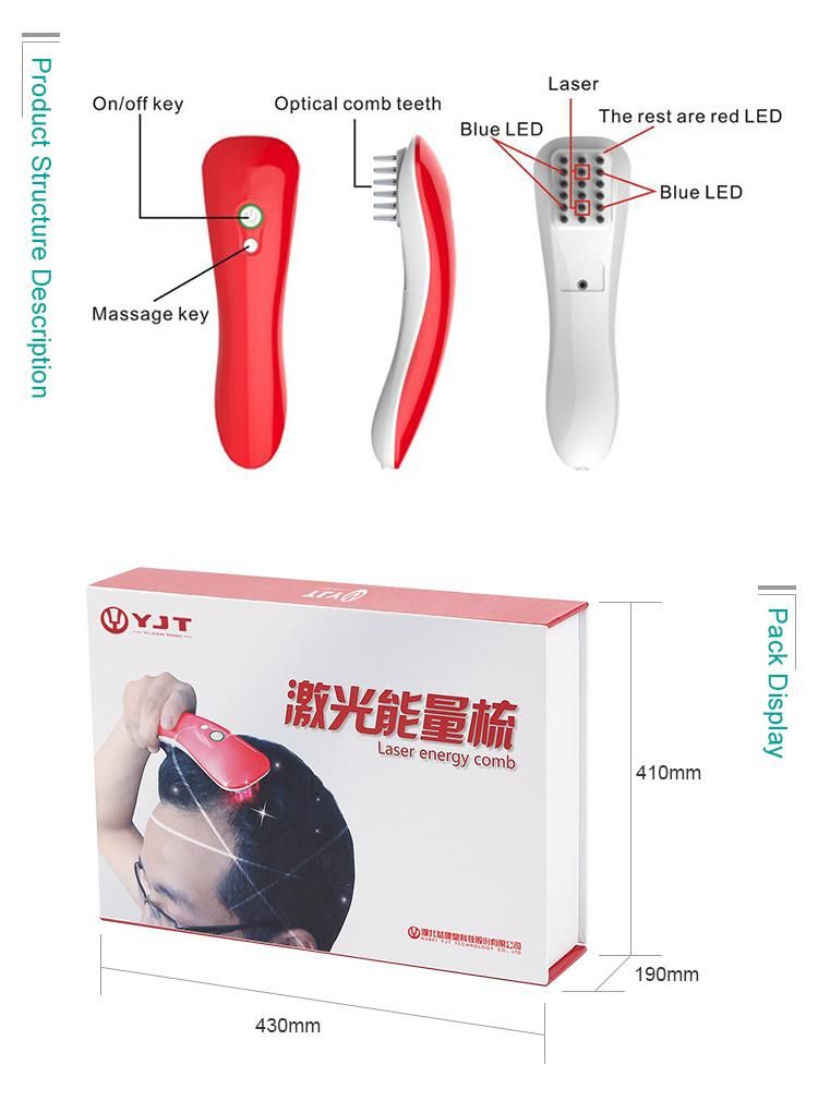 Blue Red LED Light Therapy Comb Hair Care Laser Comb