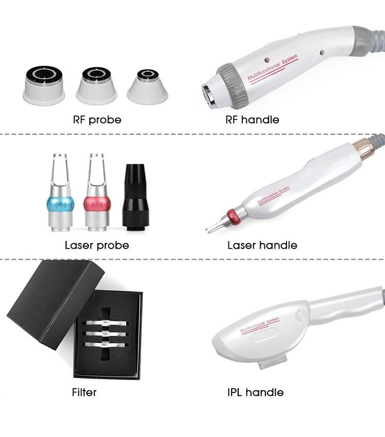 Multifunctional 3 Handles Tattoo Removal Skin Rejuvenation Permanent Hair Removal Machine