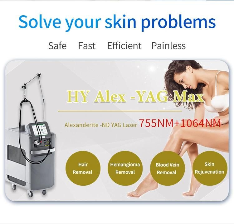 Dcd Cooling Gentle Max PRO 755nm 1064nm Alexandrite Long Pulse Laser Hair Removal Machine