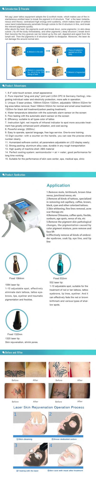 High Quality Salon Machine Q Switched ND YAG Laser