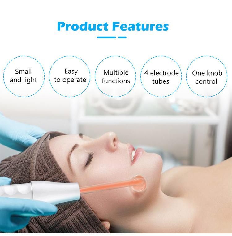 4 Tubes Ozone High Frequency Wand Galvanic Facial Beauty Machine