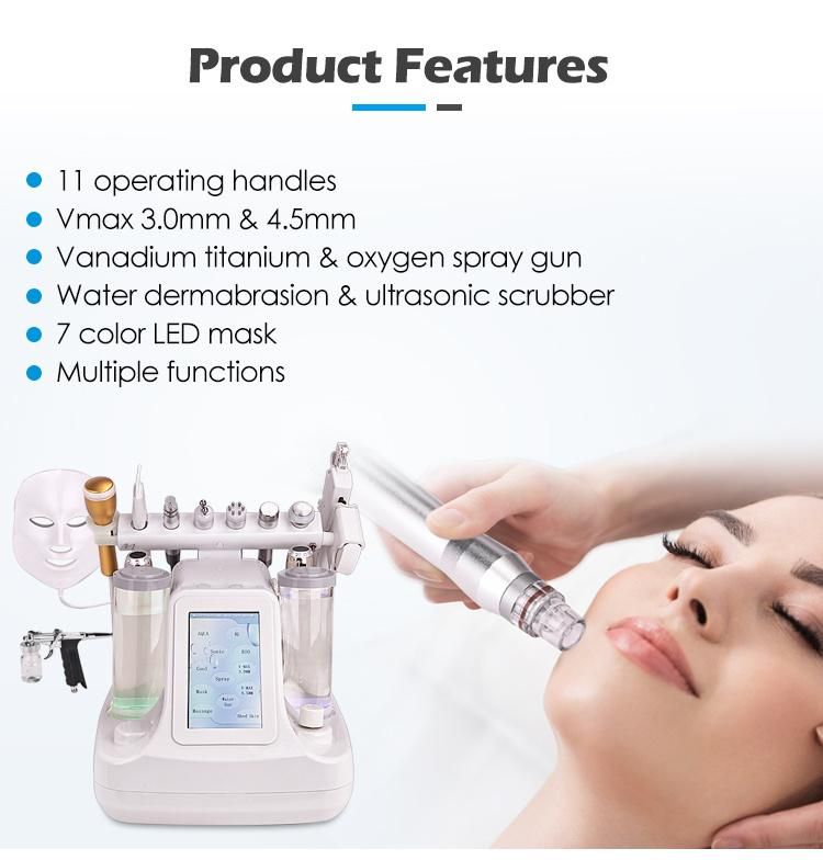 12 In1 Hydra Dermabrasion Oxygen Facial Machine with LED Mask