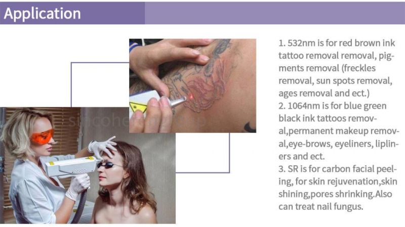 Az Portable Tattoo Removal Machine Picosecond Q-Switch ND: YAG Laser for Carbon Peeeling and Pigment Treatment