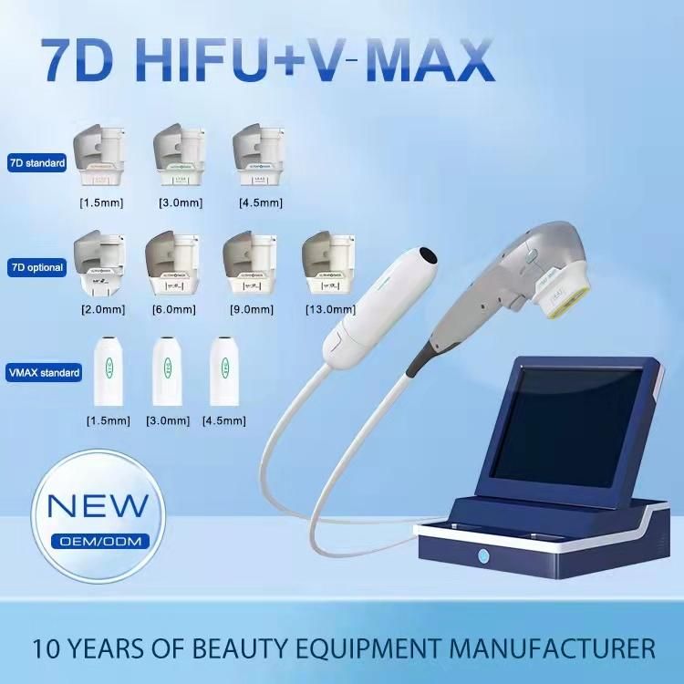 7D Hifu+Vmax Portable Hifu Antiwrinkle Machine for Face Body Lifting