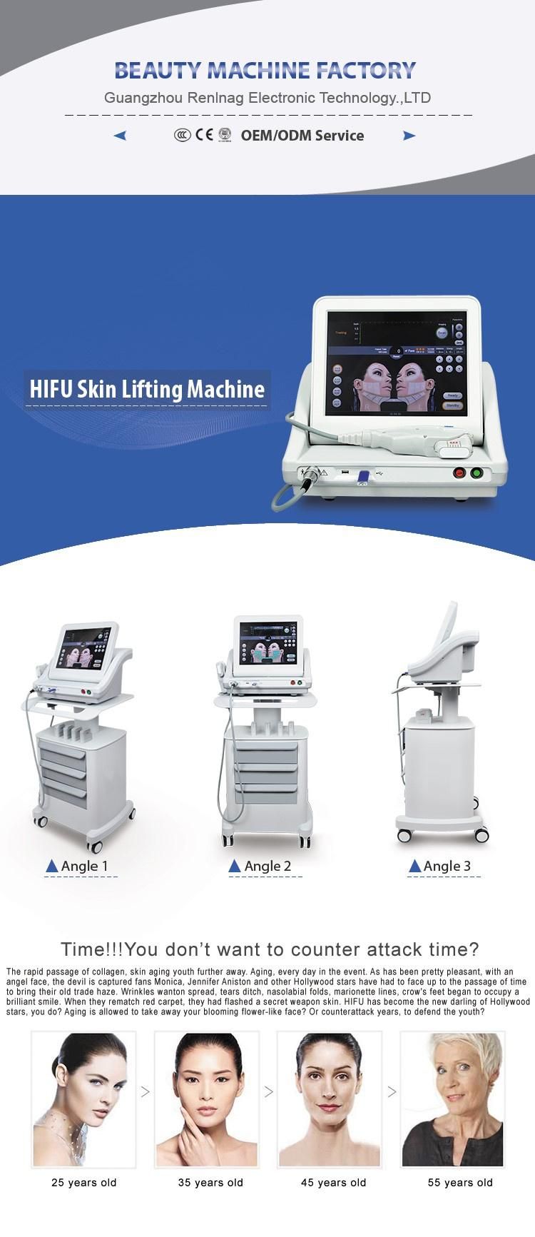 Wrinkle Removal Face Lift Hifu Beauty Machine with 5 Cartridges