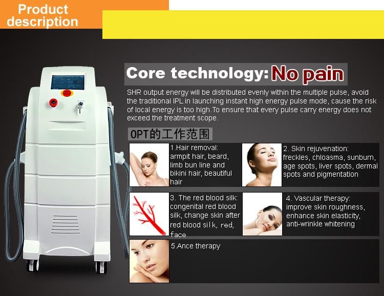 Double Handles Shr IPL Elight Beauty Machine for Hair Removal and Skin Lifting