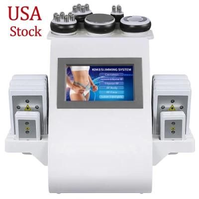 USA Warehouse Stocked 6 in 1 40K Cavitation Slimming Machine RF Lipolaser Ultrasonic Cellulite Removal Vacuum Cavitation System