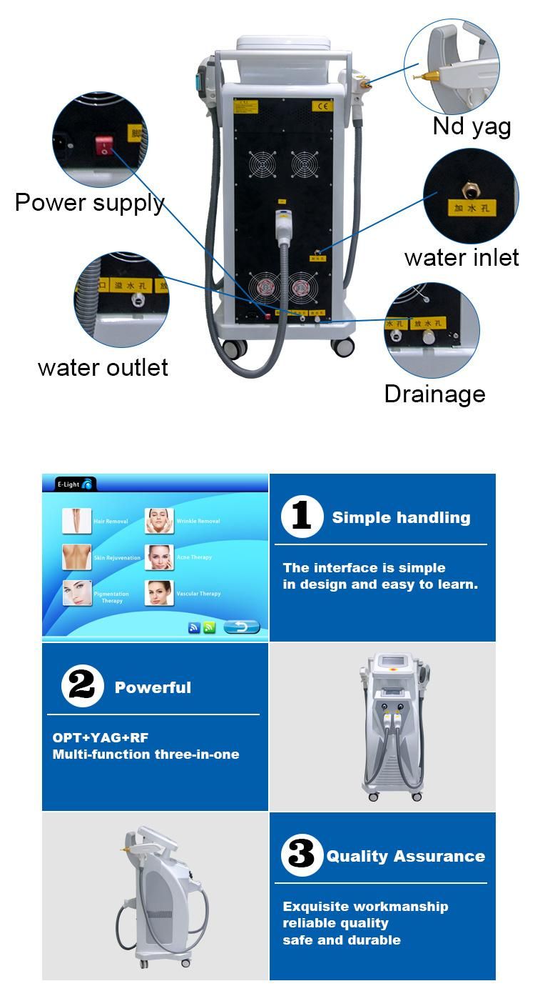 E-Light IPL Shr Bipolar RF ND YAG Laser Multifunction Beauty Machine