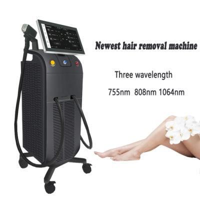 4K Screen 755 808 1064nm 3 Wavelength Hot Sales Diode Laser Hair Removal Beauty Machine
