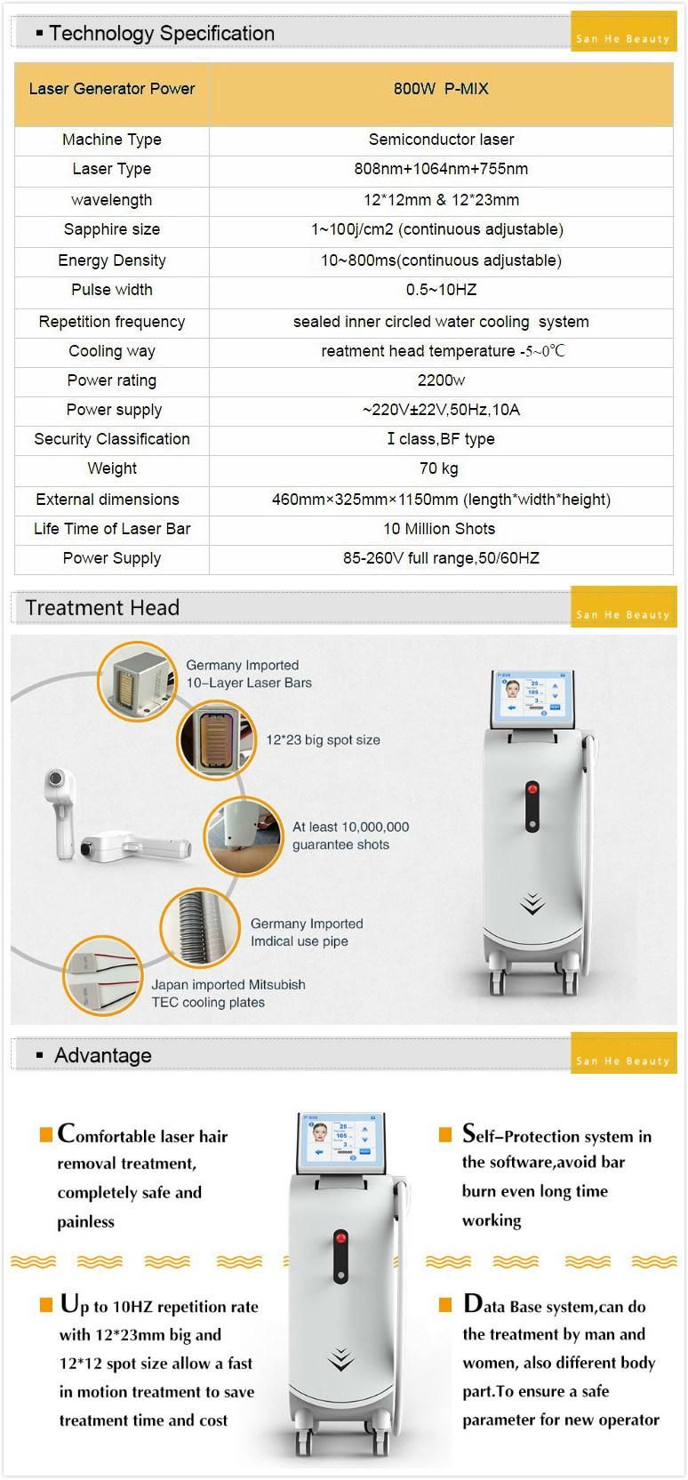 755 808 1064nm Diode Laser Hair Removal Machine