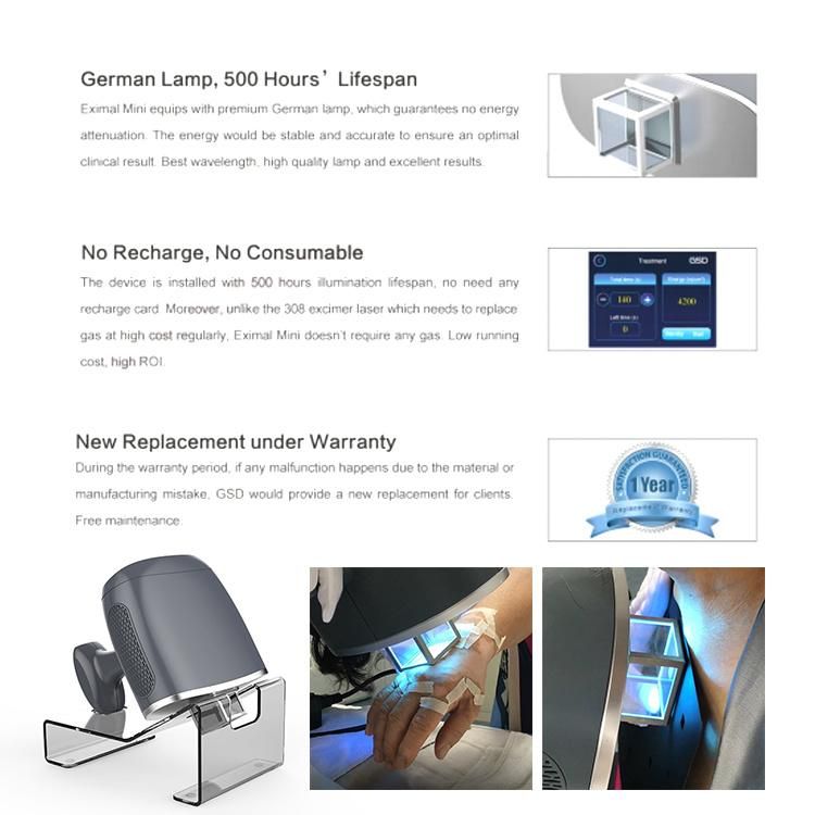 Excimer Laser 308nm Psoriasis Vitiligo UV Light Therapy 308nm LED UVB Phototherapy Xecl-308c