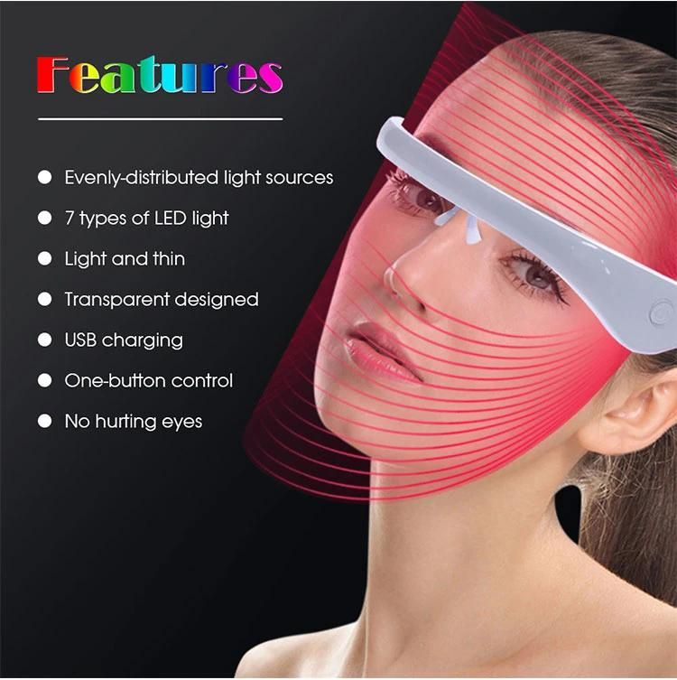 Transparent Rechargeable 7-Color LED Photon Therapy Facial Beauty Mask