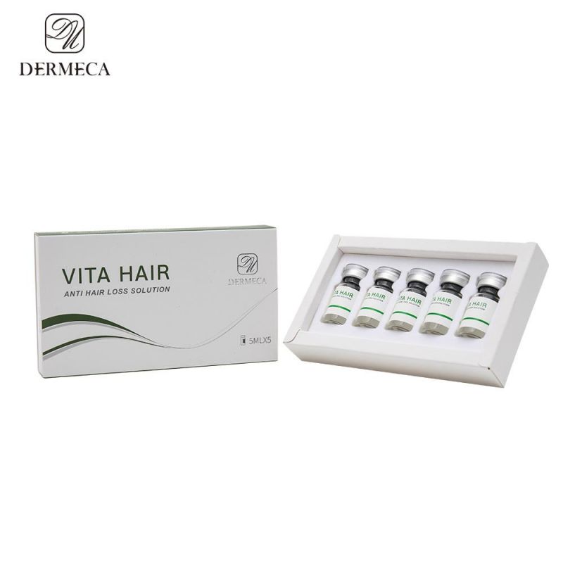 Dermeca Vita Hair 5ml*5vials/Box Mesotherapy Cocktails Injectable Ha Serum Anti Hair Loss Solution Hyaluronic Acid Meso Hair Growth Products Treatment for Salon