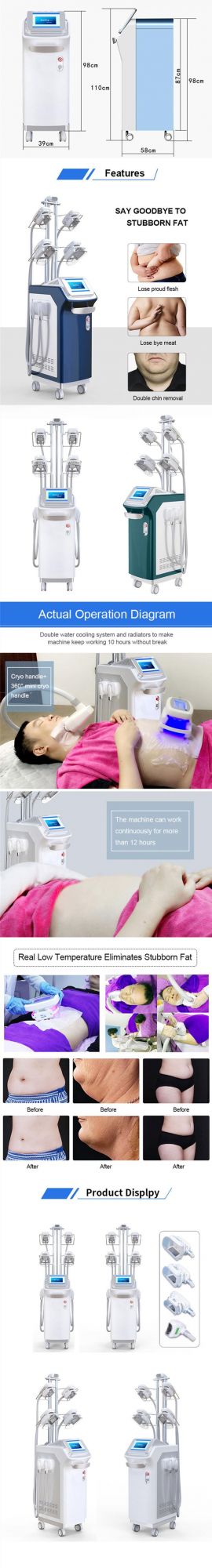 Fat Freeze Cellulite Reduction Therapy Body Shaping Machine with 5 Cryo Head