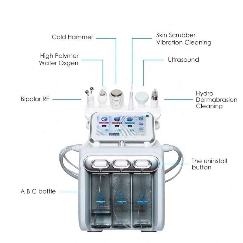 6 in 1 Hydra Cleaning Water Jet Beauty Machine Facial Care Oxygen Equipment Small Bubble Machine