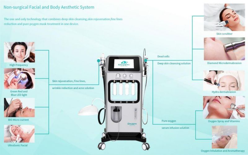 Facial Microcurrent Oxygen Injection Hydraficials Machines Hidrofacials Machine with Factory Price 9 in 1 Multifunction Deep Cleaning Factory Price Machine (T)