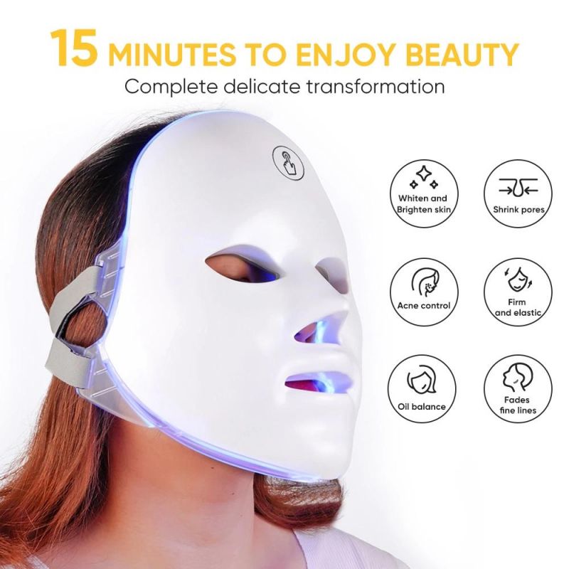 2022 New Arrivals Rechargeable 7 Color PDT LED Wireless Therapy Face Mask for Beauty