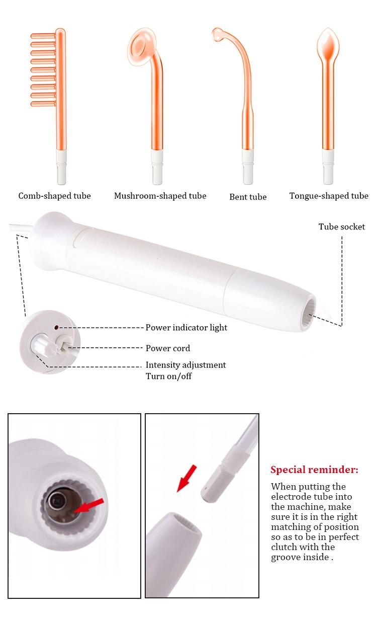 4 Tubes Handheld Skin Therapy Beauty Portable High Frequency Wand Facial Machine