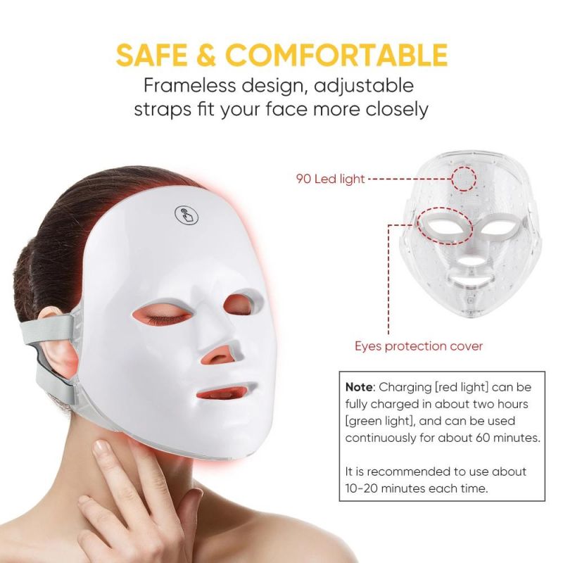 2022 New Arrivals Rechargeable 7 Color PDT LED Wireless Therapy Face Mask for Beauty