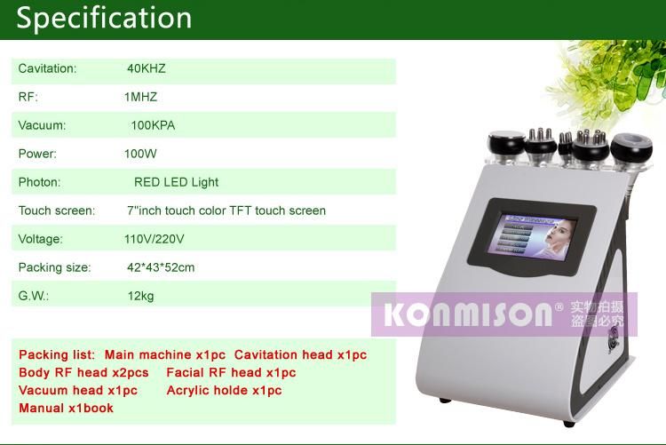 2022 New 5 in 1 Multifunctional Cavitation Bipolar RF Lifting Vacuum Slimming Machine