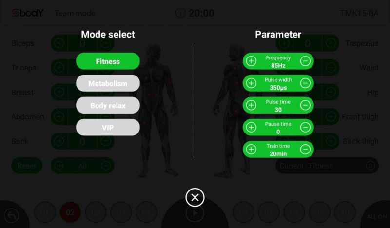 Wholesale EMS Fitness Equipment Wireless Electro Stimulation Machines with Suit