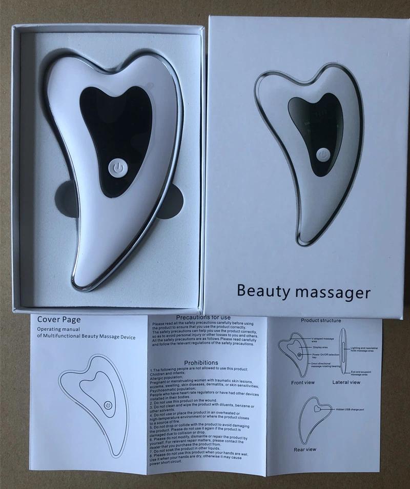 Multifunction Electric LCD Display Heated Vibrating Facial Beauty Massager Face Lifting Scraping Board