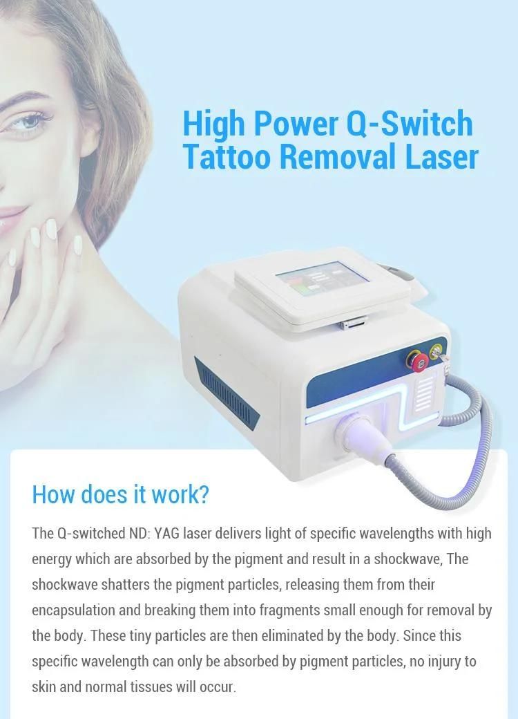 1000W Laser Tattoo Removal Q Switch ND YAG Laser 1064nm 532nm 1320nm