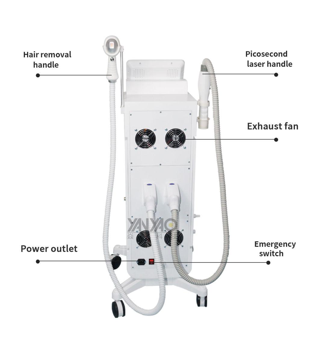 2 in 1 808 Diode Laser Hair Removal Machine & Picosecond Laser Tattoo Removal Machine Picosecond 808 Laser Machine