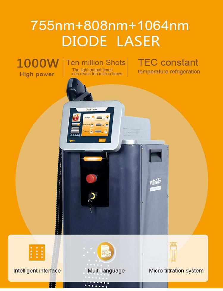 755nm 1064nm 808nm Diode Laser Depilacion Laser Hair Removal Machine Price 808 Diode Laser Hair Removal