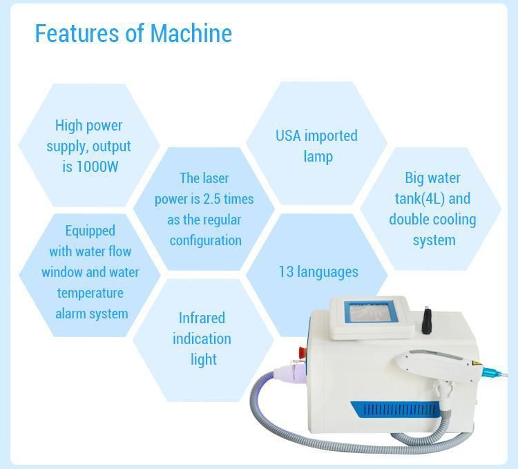 Q-Switch ND YAG Laser Tattoo Removal Beauty Machine 1064nm 532nm 1320nm