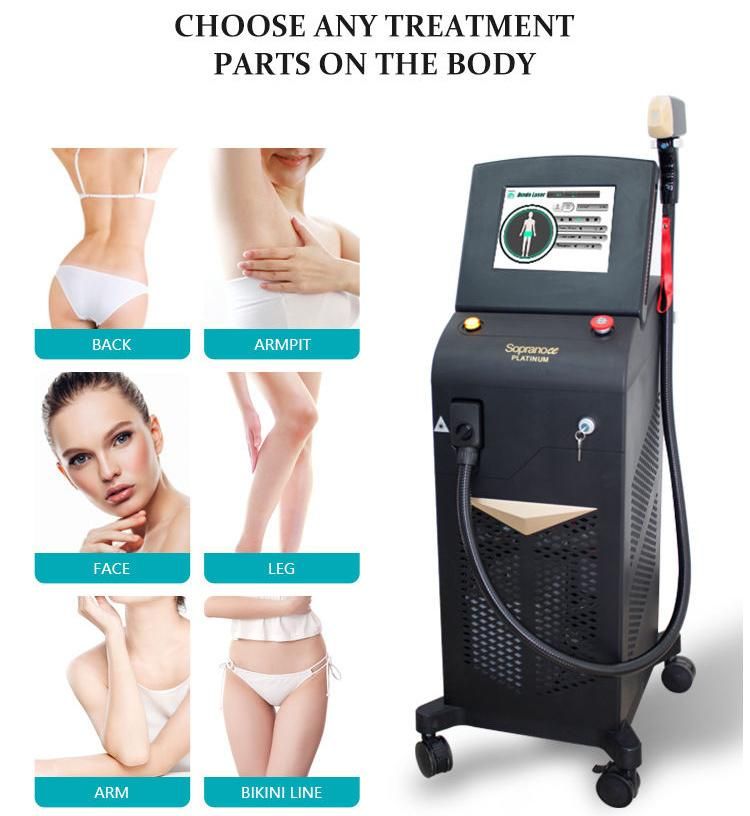 Soprano Ice Platinum Diode Laser Bikini Hair Removal 808 Diode Laser 755 808 1064 Soprano Ice Titanium Alexandrite Laser