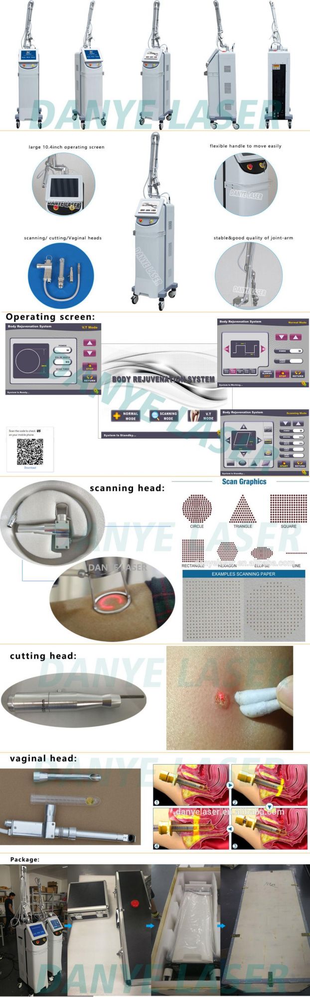 CE Approved CO2 Fractional Laser Equipment for Surgical Scar Removal, Vascular Treatment