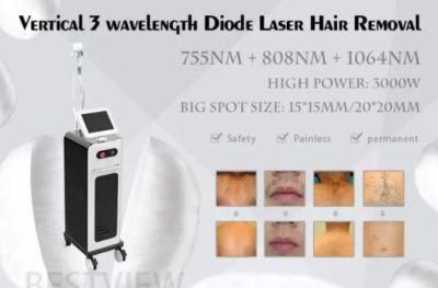 Professional Hair Removal Beauty Machine 3 Wavelength Diode Laser Machine