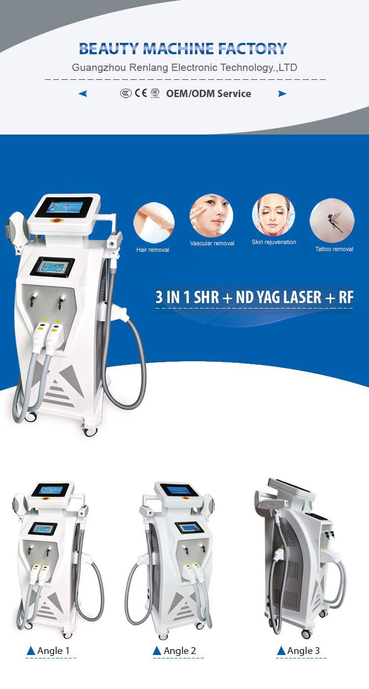 RF ND YAG Laser IPL Hair Removal Beauty Equipment for Tattoo Removal Skin Rejuvenation