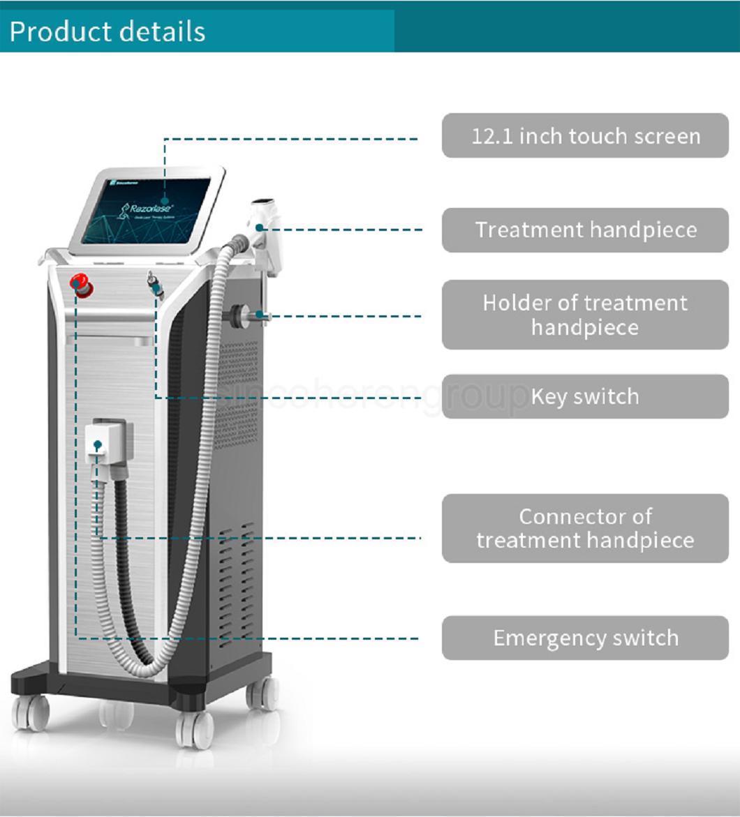 Sincoheren Factory Price 3 Wavelength Single Wavelength 755nm 808nm Diode Laser Hair Removal Device 2000W Aesthetic Medical Technology for Clinic