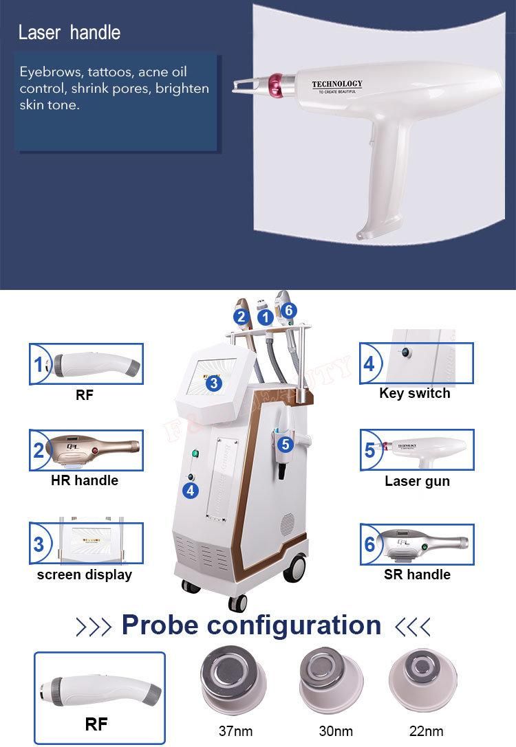 Multi-Function Dpl RF ND YAG Laser Skin Rejuvenation Tattoo Removal Hair Removal Machine