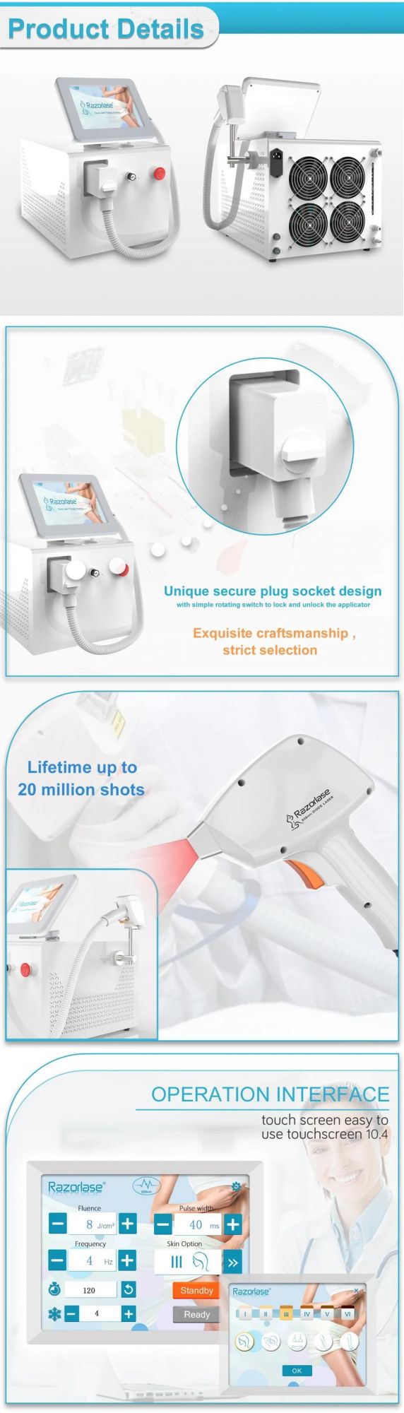 Factory Supply High Quality Portable Diode Laser Permanent Golde Wavelength 808nm Painless Treatment Machine 3 Wavelength