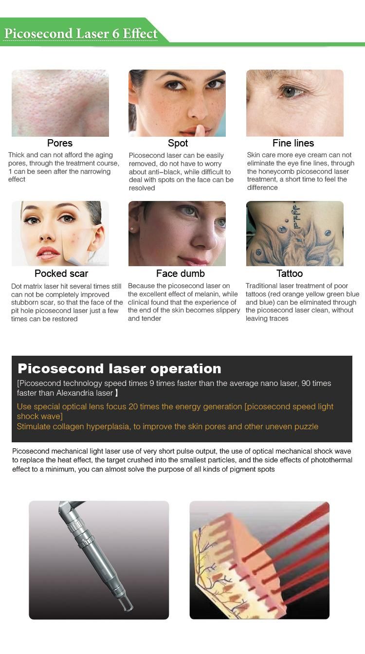 Picosecond Pico 755nm Laser Tattoo Removal Machine with Honeycomb