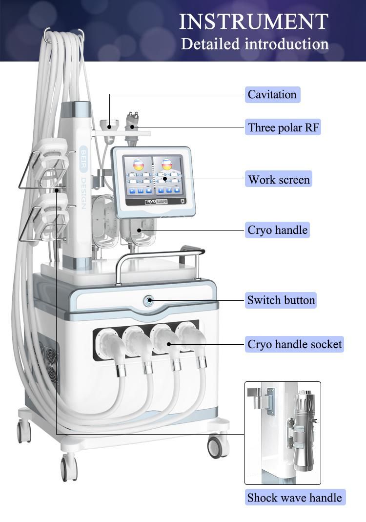 7 in 1 Multi-Functional Shock Wave Therapy Body Contouring Cryolipolisis 4 Handles Double Chin Removal Weight Loss 360 Cryolipolysis Fat Freeze Slimming Machine