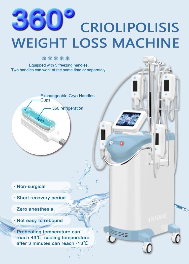 Vacuum Cryo System for Slimming with 5 Handles Cryo 360 Cryolipolysis Machine