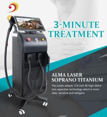 1064 808 755 Diode Laser Permanent 2 Handles Soprano Titanium Hair Removal Machine Good Price