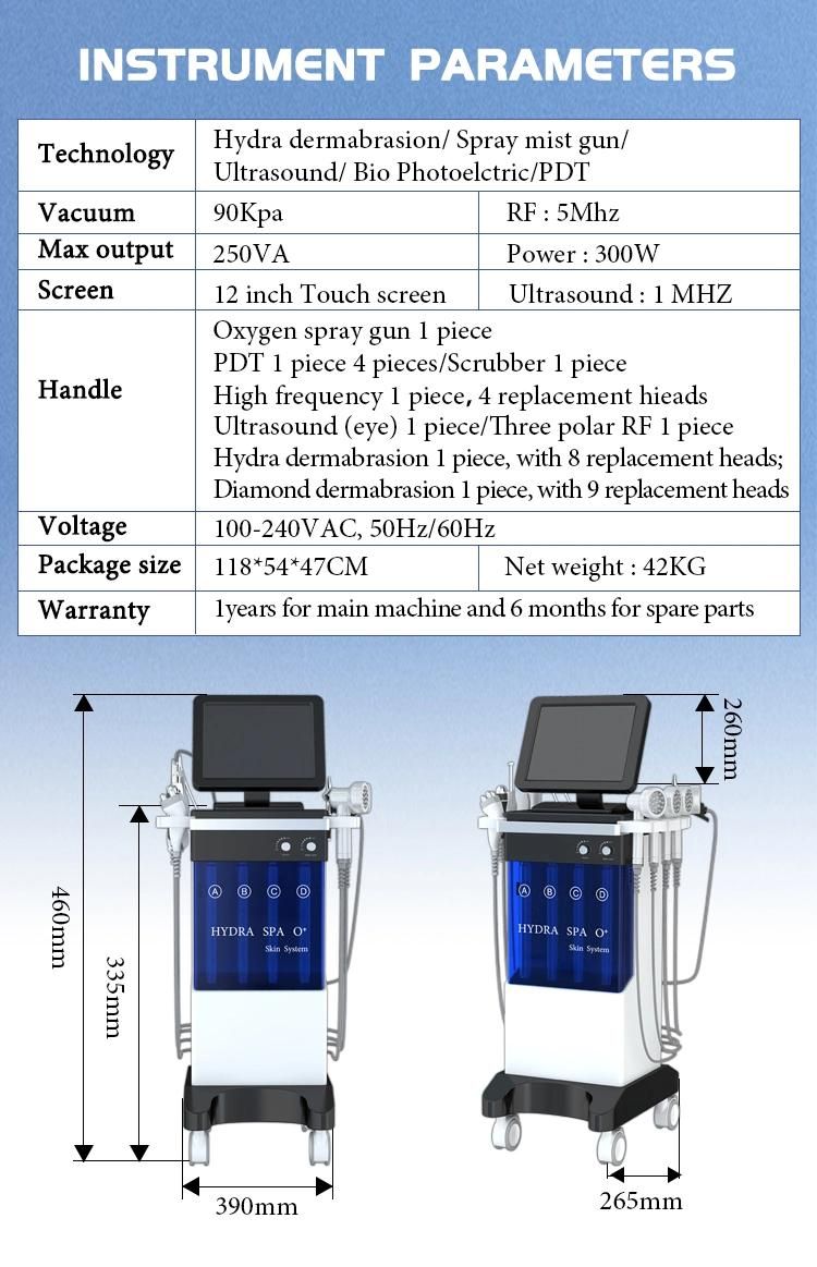 High Frequency 9 in 1 Korean PDT Hydro Dermabrasion Facial Skin Care Hydradermabrasion Aqua Peelingfacial Hydrafacial Machine