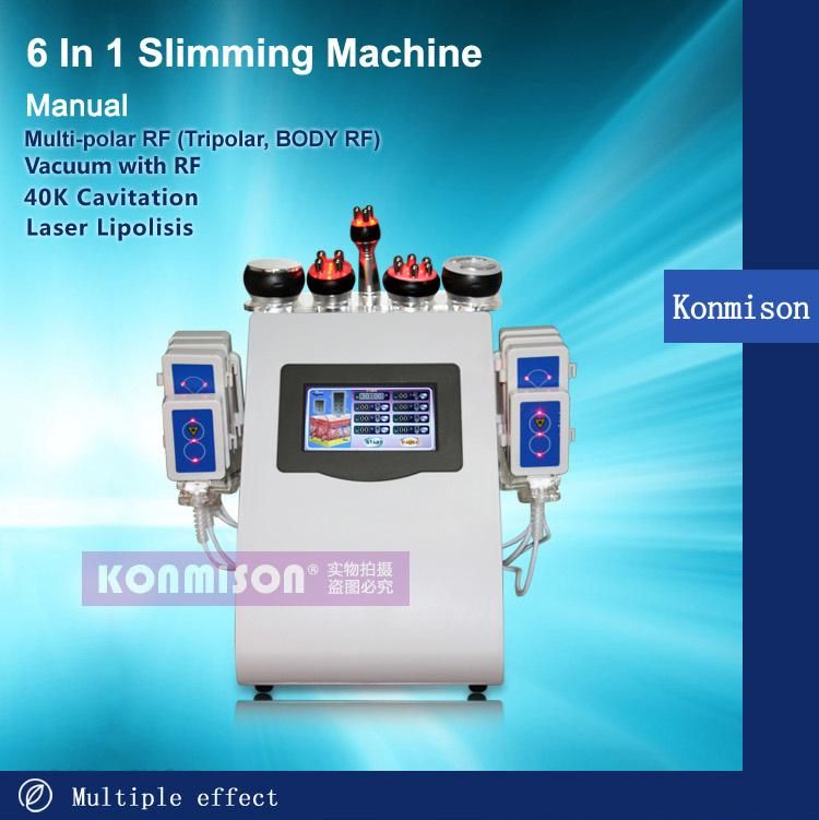 6 in 1 Cavitation RF Vacuum Lipo Laser Slimming Machine with Ce