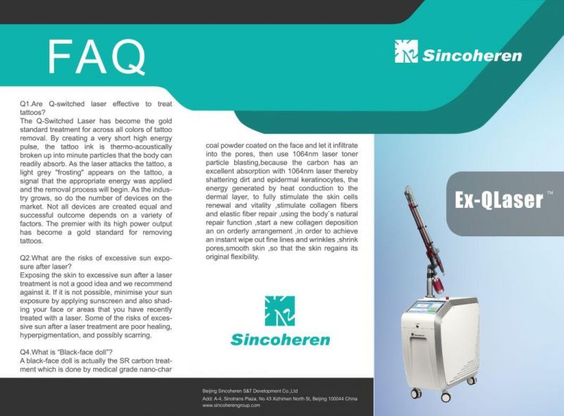 2022 Sincoheren ND YAG Laser Machine Tattoo Removal Pigment Removal and Skin Rejuvenation Skin Beauty Machine