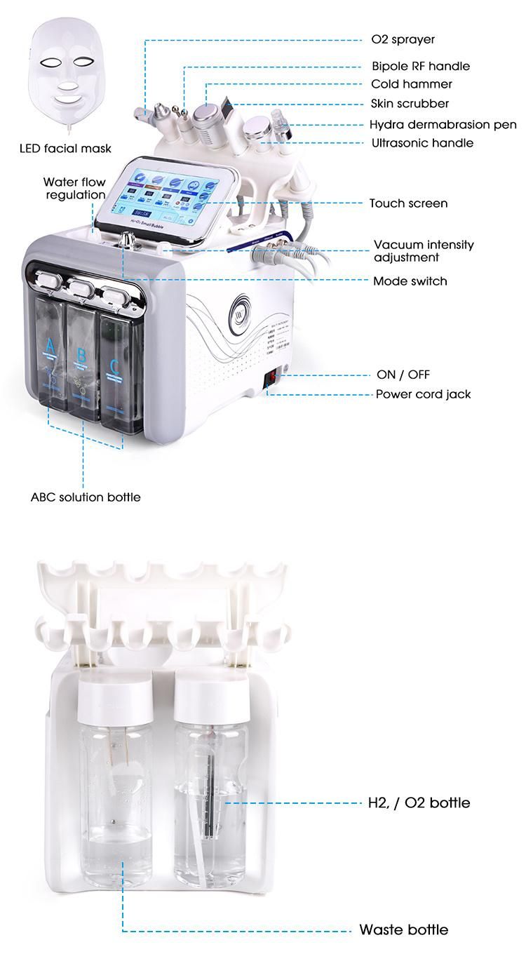 7 in 1 Oxygen Jet Beauty Dermabrasion Hydrafacial Machine with 7 Colors LED Mask