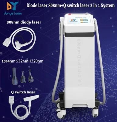 808 Diode and ND YAG 1064nm Long Pulse Laser Tattoo Removal Hair Removal 2 in 1 Laser