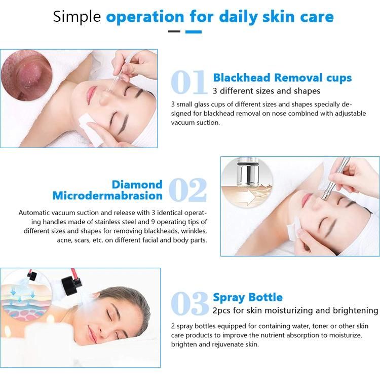 OEM/ODM Diamond Dermabrasion Oxygen Spray Vacuum Pore Cleaner Dead Skin Removal Blackhead Remover