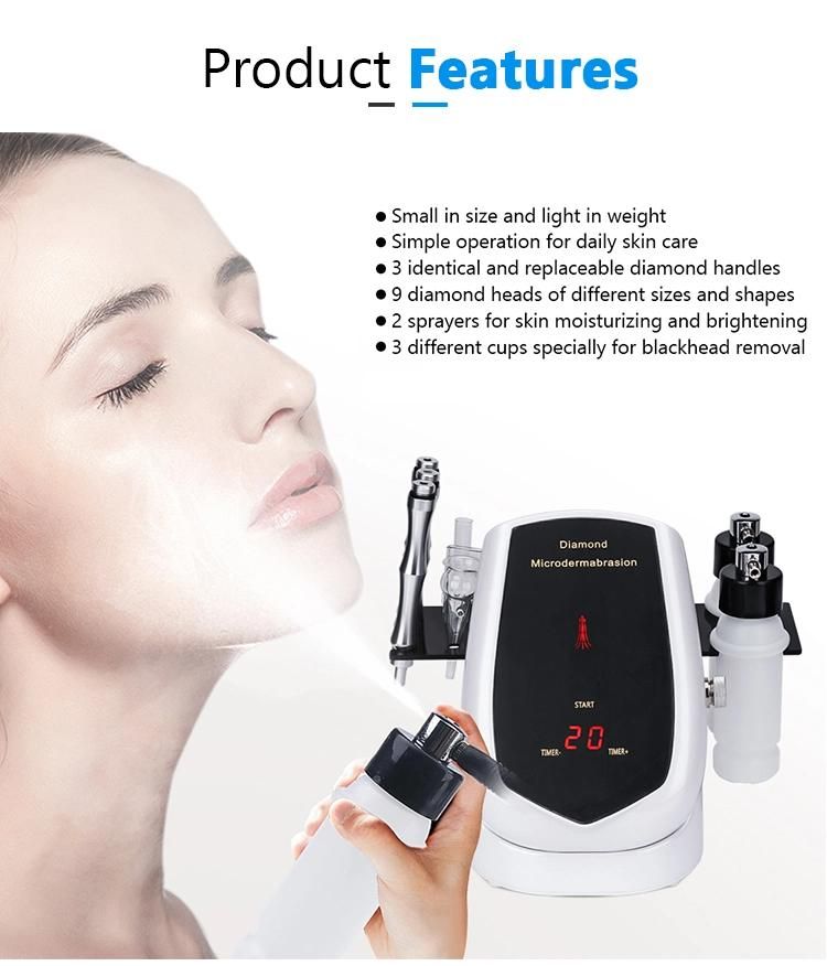 3 in 1 Diamond Microdermabrasion Dermabrasion Machine Water Sprayer Face Cleansing Peeling Wrinkle Removal Skin Lift