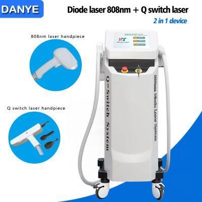 Hot Selling 2 in 1 Device 808nm Diode/Diodo Laser Hair Removal, Q Switched ND YAG Laser Tattoo Removal Machine for Sale