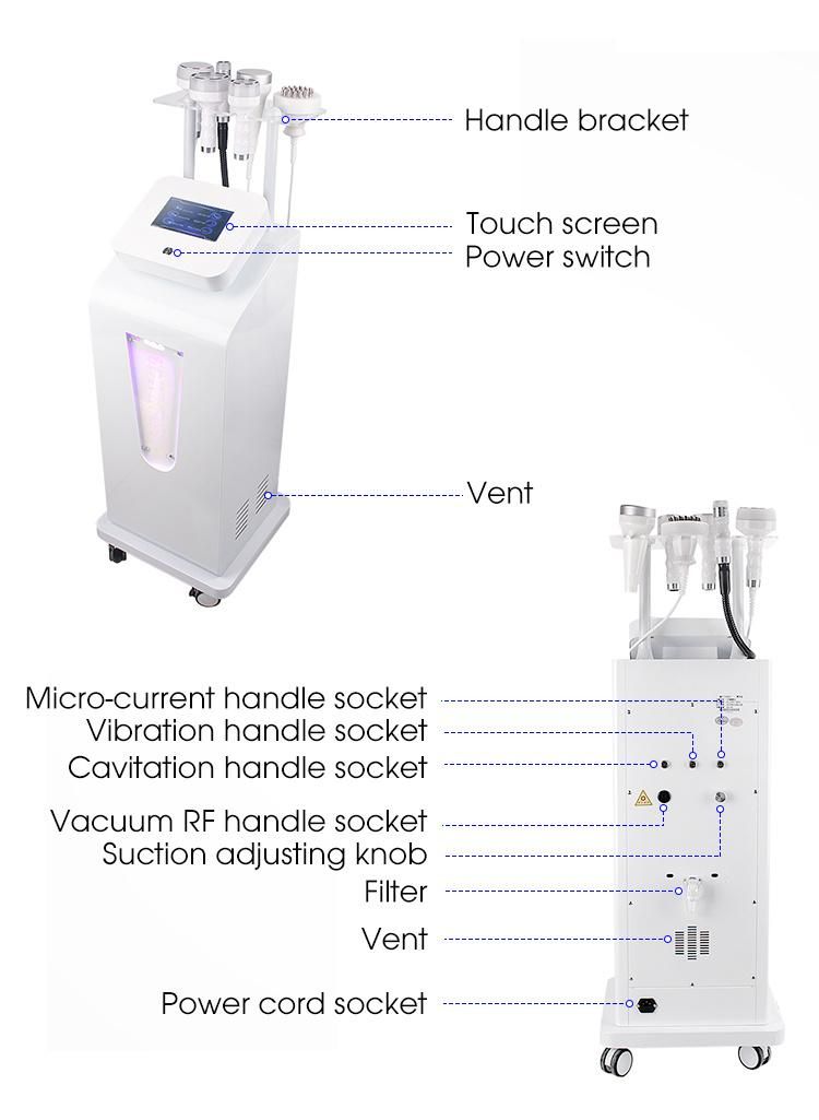 6 in 1 Ultrasonic 5D RF Cavitation Machine 80K Radio Frequency Body Slimming Lipo Shaping Machine